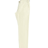 White 7 Drop Slim Fit Narrow Cut Cotton Canvas/Chino Trousers with Buckle