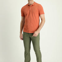Orta Haki Regular Fit Standart Kesim Tokalı Pamuklu Kanvas / Chino Pantolon