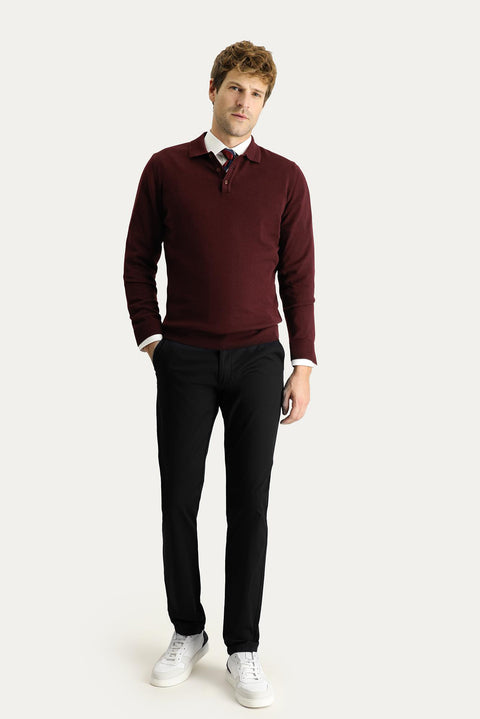 Black Relaxed Fit Stretch Canvas / Chino Trousers
