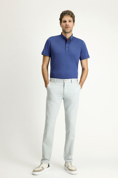 Silver Regular Fit Standard Cut Lycra Canvas / Chino Trousers
