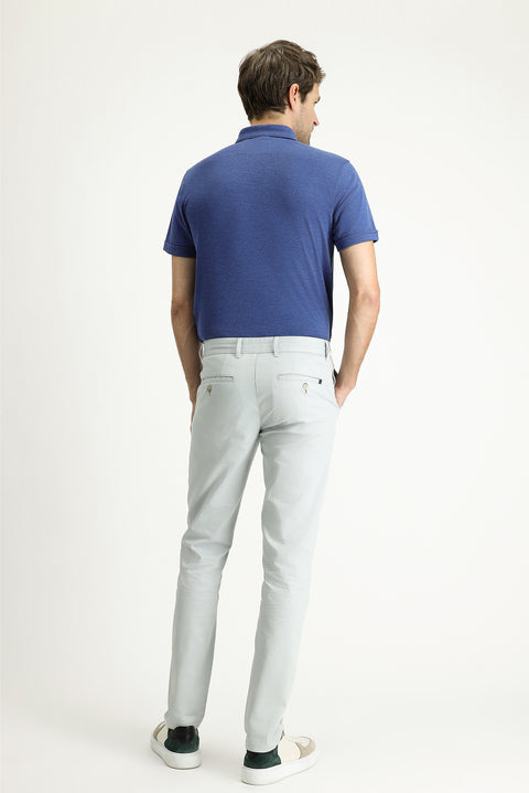 Silver Super Slim Fit Extra Narrow Cut Lycra Canvas / Chino Trousers