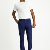 Light Blue Regular Fit Standard Cut Lycra Canvas / Chino Trousers