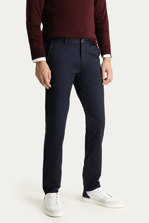 Mid-Indigo Relaxed Fit Stretch Canvas / Chino Trousers