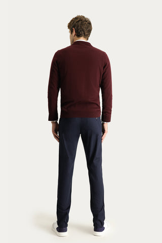 Orta Lacivert Slim Fit Dar Kesim Likralı Kanvas / Chino Pantolon