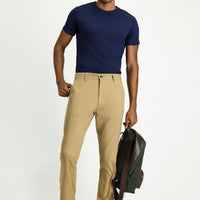 Dark Beige Slim Fit Stretch Canvas / Chino Trousers