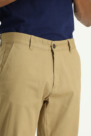  Koyu Bej Regular Fit Standart Kesim Likralı Kanvas / Chino Pantolon