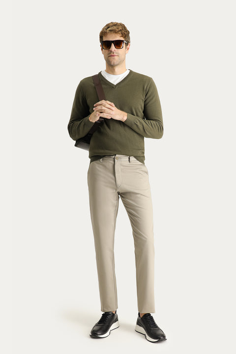 Light Mink Relaxed Fit Stretchy Canvas / Chino Pants