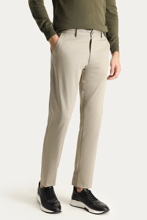 Light Mink Slim Fit Stretch Canvas / Chino Trousers