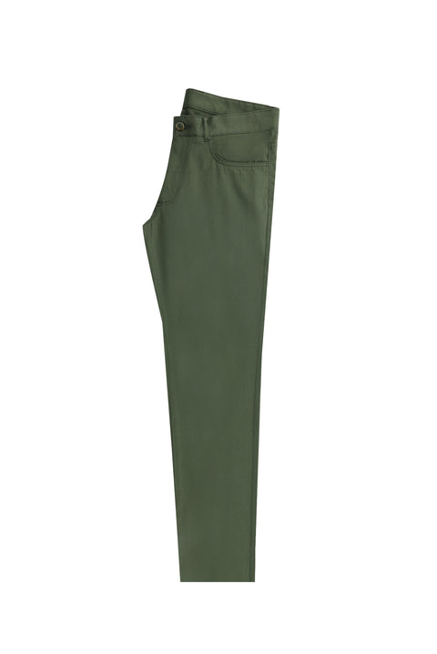Forest Green Slim Fit Stretchy Canvas / Chino Trousers