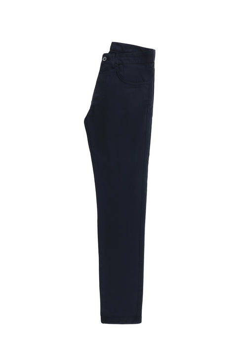 Mid Navy Slim Fit Patterned Stretch Canvas / Chino Trousers
