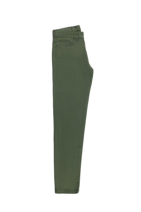 Forest Green Slim Fit Patterned Stretchy Canvas / Chino Trousers