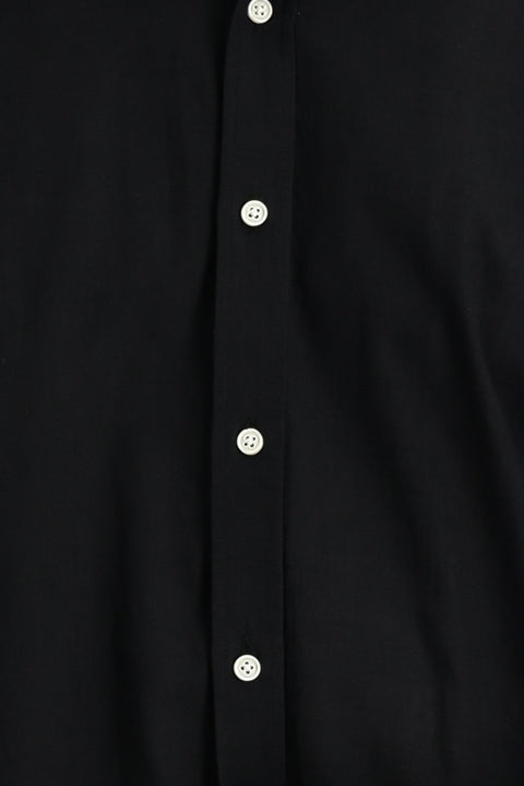 Black Long Sleeve Regular Fit Linen-Look Cotton Sport Button-Down Collar Shantuk Shirt