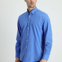 Aviator Blue Long Sleeve Regular Fit Linen-Look Cotton Sport Button-Down Collar Shantuk Shirt