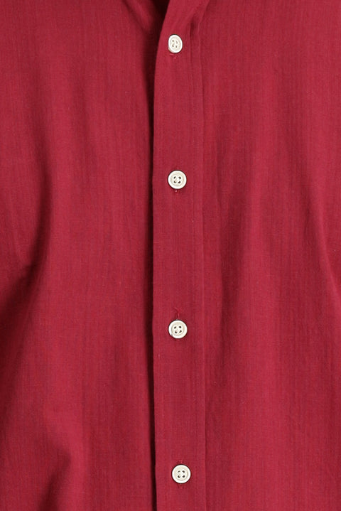 Light Burgundy Long Sleeve Regular Fit Linen-Look Cotton Sport Button-Down Collar Shantuk Shirt