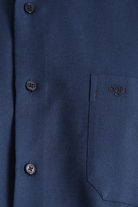 Dark Navy Long Sleeve Regular Fit Cotton Sport Shirt