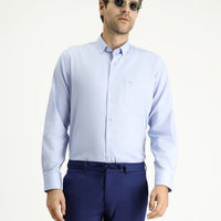 Light Blue Long Sleeve Regular Fit Cotton Sport Shirt
