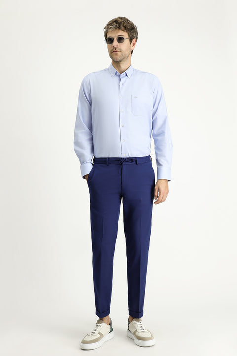Light Blue Long Sleeve Regular Fit Cotton Sport Shirt