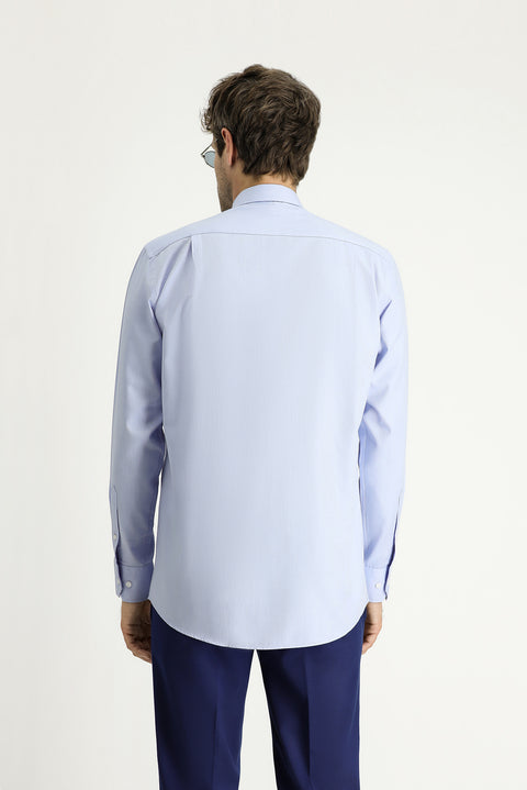 Light Blue Long Sleeve Regular Fit Cotton Sport Shirt