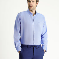 Indigo Blue Long Sleeve Regular Fit Sport Cotton Shirt