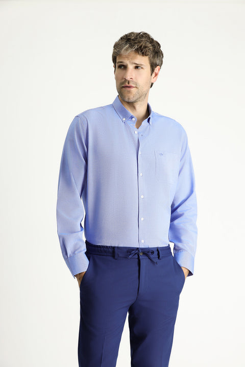 Indigo Blue Long Sleeve Regular Fit Sport Cotton Shirt