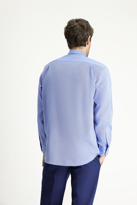 Indigo Blue Long Sleeve Regular Fit Sport Cotton Shirt