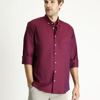 Light Burgundy Long Sleeve Regular Fit Sport Cotton Shirt