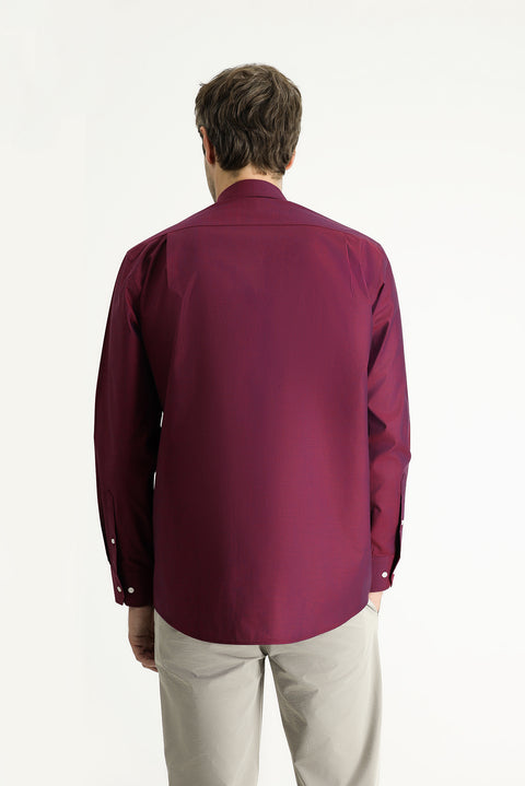 Light Burgundy Long Sleeve Regular Fit Sport Cotton Shirt