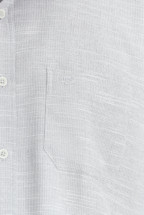 Light Grey Long Sleeve Regular Fit Patterned Cotton Shirt