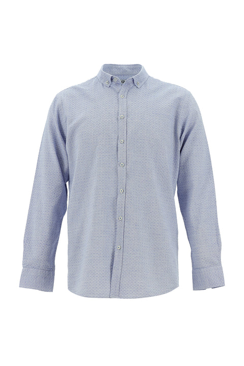 Navy Blue Long Sleeve Slim Fit Narrow Cut Sport Cotton Shirt