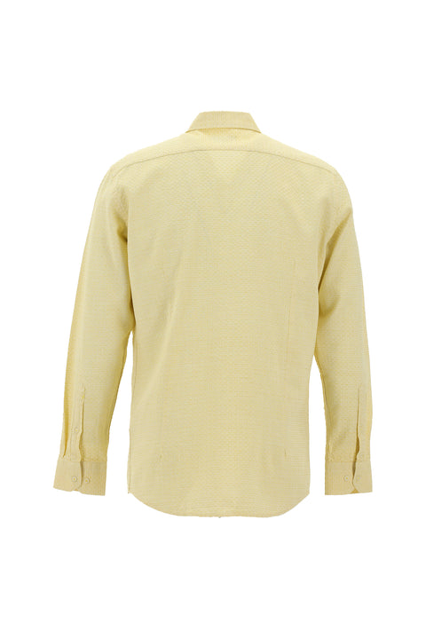 Mustard Yellow Long Sleeve Slim Fit Narrow Cut Sport Cotton Shirt