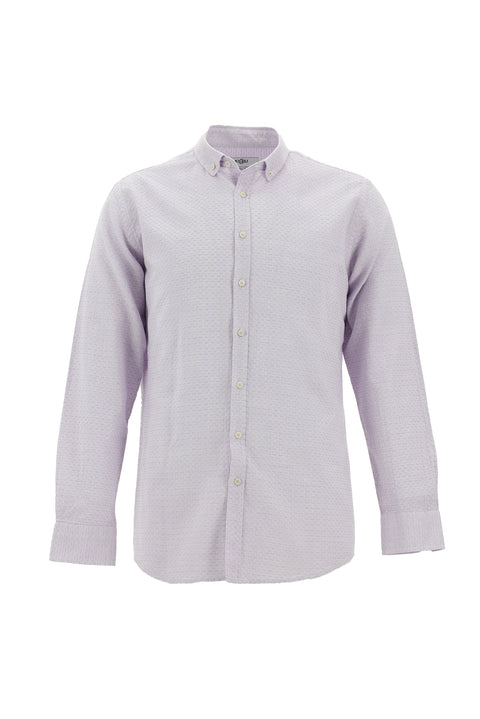 Lilac Long Sleeve Slim Fit Narrow Cut Sport Cotton Shirt