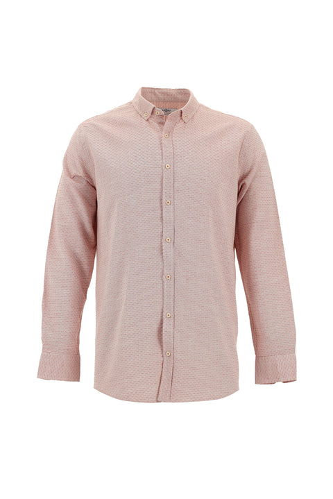 Coral Red Long Sleeve Slim Fit Narrow Cut Sport Cotton Shirt
