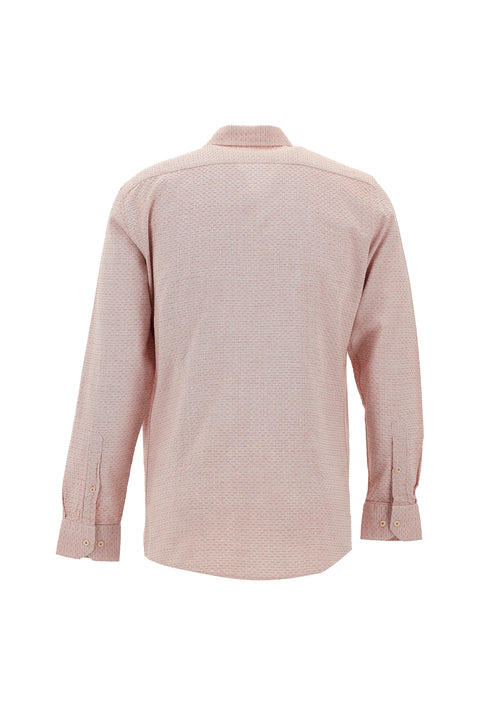 Coral Red Long Sleeve Slim Fit Narrow Cut Sport Cotton Shirt