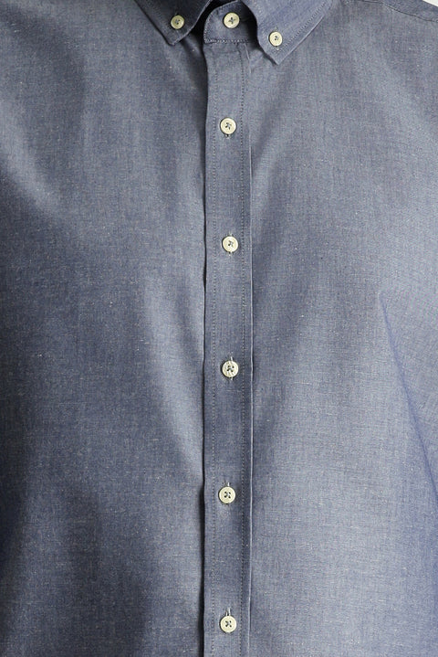 Medium Navy Long Sleeve Slim Fit Narrow Cut Sport Cotton Shirt