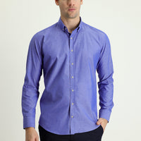 Indigo Long Sleeve Slim Fit Narrow Cut Sport Cotton Shirt