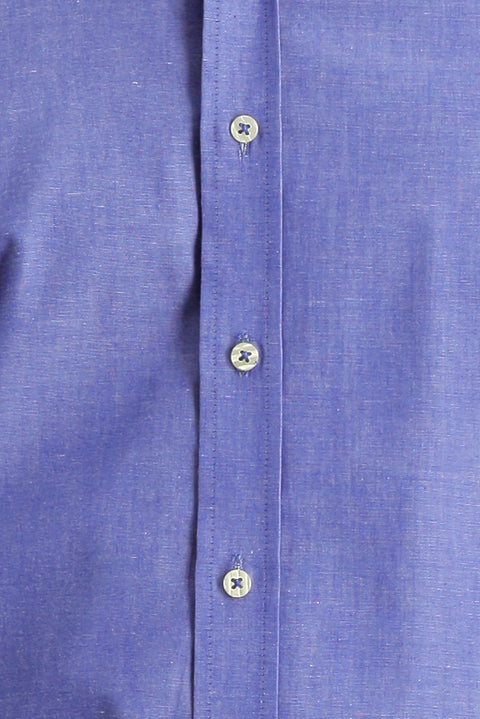Indigo Long Sleeve Slim Fit Narrow Cut Sport Cotton Shirt