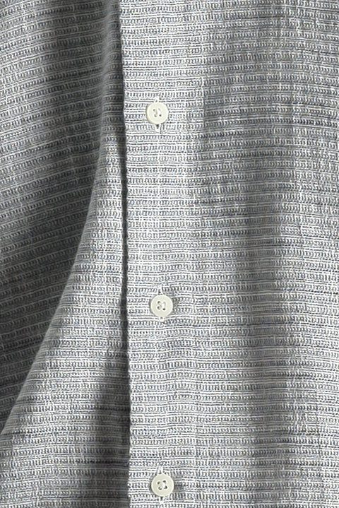 Medium Grey Long Sleeve Slim Fit Narrow Cut Linen-Look Cotton Sport Button-Down Collar Shirt