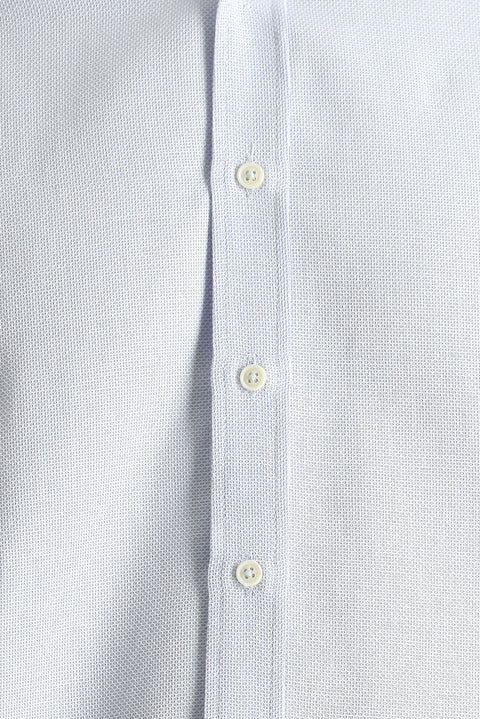 Light Blue Long Sleeve Slim Fit Narrow Cut Patterned Sporty Cotton Easy Iron Button-Down Collar Shirt