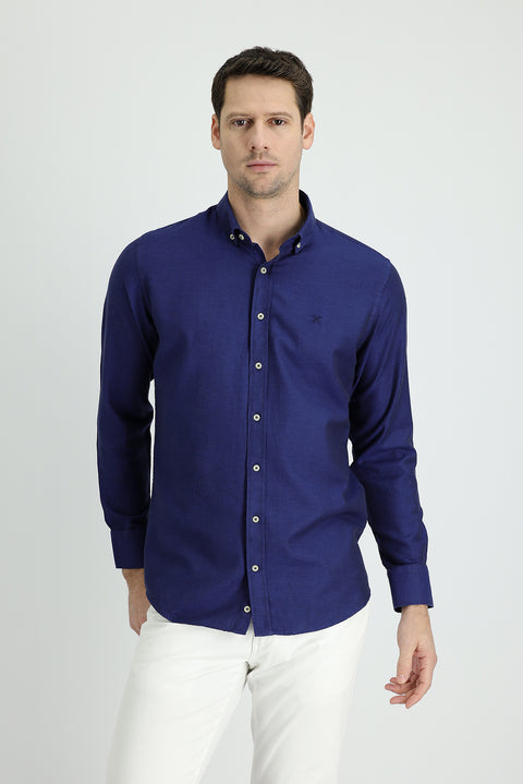 Medium Navy Long Sleeve Slim Fit Sports Shirt