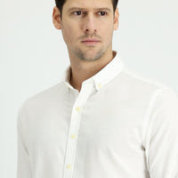 White Long Sleeve Slim Fit Narrow Cut Sport Shirt