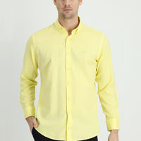 Lemon Yellow Long Sleeve Slim Fit Narrow Cut Sport Shirt