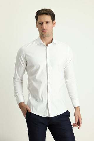  Beyaz Uzun Kol Slim Fit Dar Kesim Klasik Gömlek
