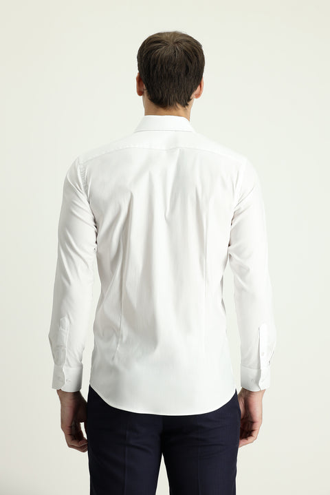 White Long Sleeve Slim Fit Classic Cotton Shirt