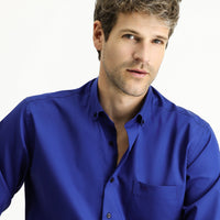 Medium Navy Long Sleeve Regular Fit Cotton Shirt
