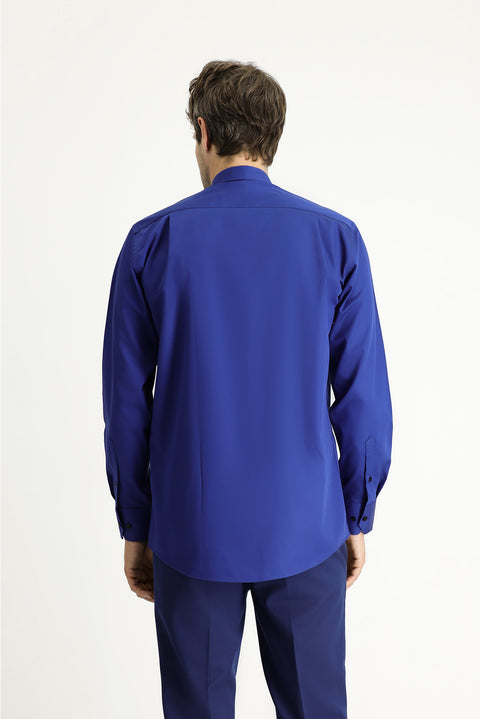 Medium Navy Long Sleeve Regular Fit Cotton Shirt