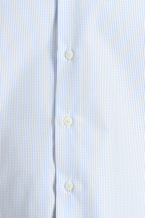 Light Blue Long-Sleeve Striped Classic Cotton Shirt