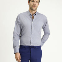 Light Blue Long Sleeve Regular Fit Patterned Cotton Sport Shirt