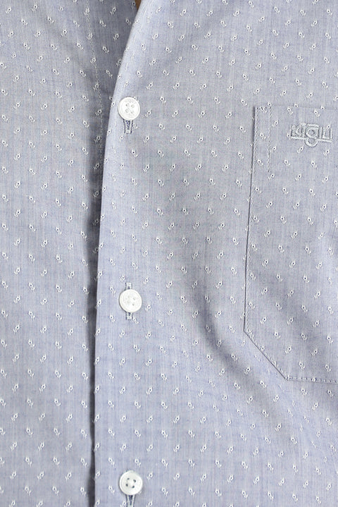 Light Blue Long Sleeve Regular Fit Patterned Cotton Sport Shirt