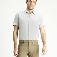 Black Short Sleeve Regular Fit Patterned Cotton Shirt