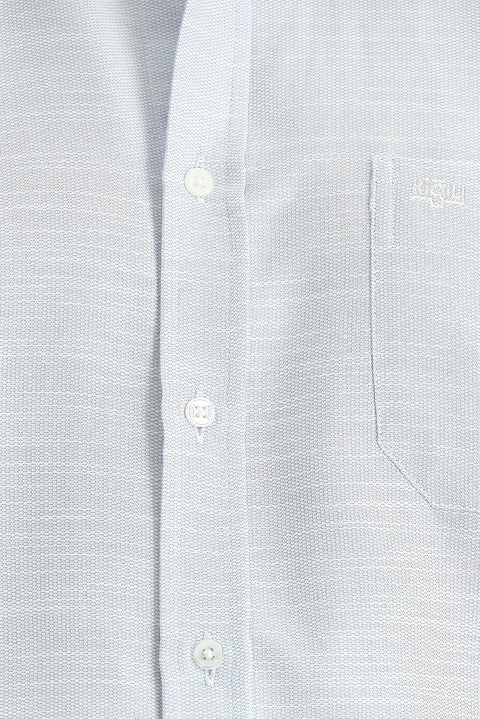 Light Blue Short Sleeve Regular Fit Patterned Cotton Shirt